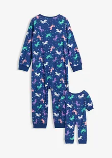 Sovoverall för barn i ekologisk bomull + dockpyjamas (2 delar), bonprix