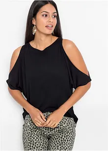 Cold shoulder-topp i viskos, bonprix