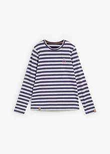 Randig långärmad T-shirt med broderi, bonprix