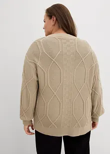 Cardigan med flätmönster, bonprix