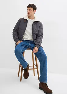 Vattenavvisande täckjacka med detaljer i skinnimitation, bonprix