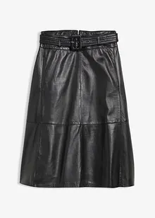 Skinnkjol i lammnappa med skärp (2 delar), bonprix