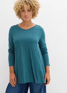 Långärmad viskostopp med utställd nederkant, bonprix