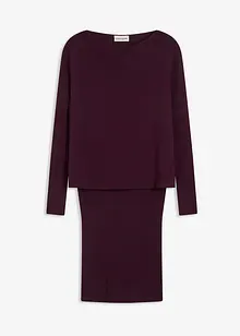 Stickad klänning och slipover (2 delar), bonprix