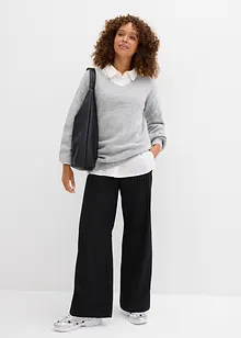 Mjuk, finstickad tröja med ballongärmar, bonprix