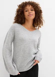 Mjuk, finstickad tröja med ballongärmar, bonprix