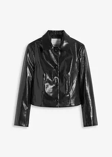 Kort jacka i glansig skinnimitation med krokodilmönster, bonprix