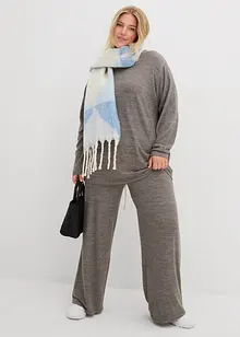 Lång sweatshirt med stickad look, bonprix