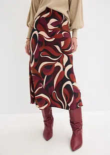 Mellanlång kjol av följsam satin, bonprix