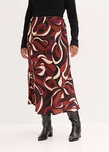 Mellanlång kjol av följsam satin, bonprix