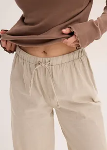 Vävd byxa och ribbstickad topp, bonprix