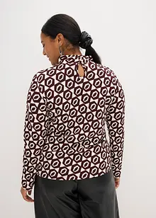 Långärmad topp med ståkrage och struktur, bonprix