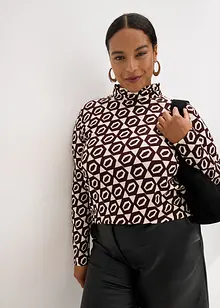 Långärmad topp med ståkrage och struktur, bonprix