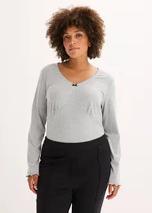 Ribbstickad topp, bonprix