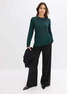 Långärmad topp med rosmotiv, bonprix