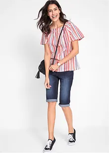 Stretchiga jeansbermudas med uppvikta benslut, bonprix