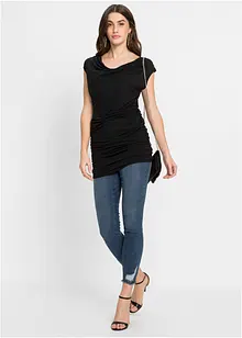 Lång topp med rynkning, bonprix