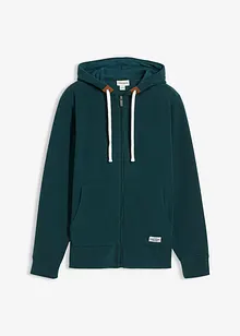 Fleecejacka med huva och påsydda fickor, bonprix