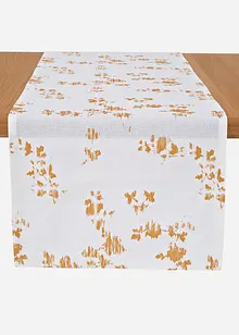 Bordslöpare av ekologisk bomull med glansig yta och mönster, bonprix