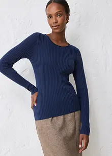 Ribbstickad tröja av merinoull, bonprix