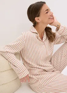 Vävd flanellpyjamas med gåvopåse, bonprix