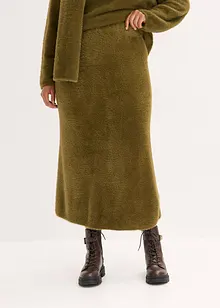 Stickad kjol i fluffigt material, bonprix