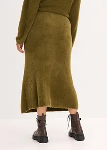 Stickad kjol i fluffigt material, bonprix