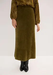 Stickad kjol i fluffigt material, bonprix