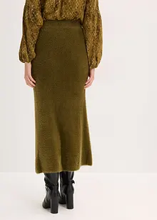 Stickad kjol i fluffigt material, bonprix