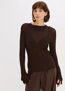 Stickad topp i halvtransparent material, bonprix