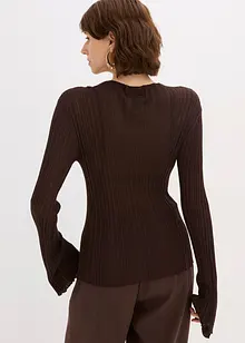 Stickad topp i halvtransparent material, bonprix