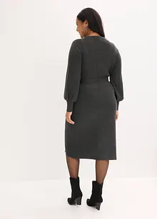 Ribbstickad klänning i mjuk viskosmix, bonprix