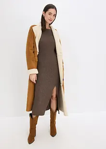 Stickad klänning med slits, bonprix