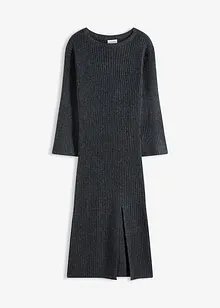 Stickad klänning med slits, bonprix