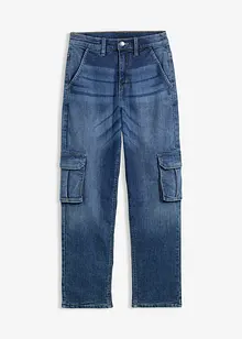Jerseyfodrade jeans med cargofickor, Loose Fit, Straight, bonprix