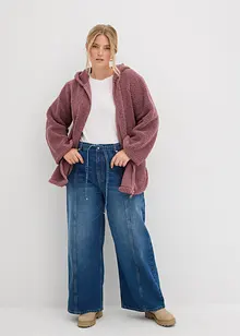 A-linjeformad teddyfleecejacka med slits i sidan, bonprix