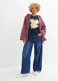 A-linjeformad teddyfleecejacka med slits i sidan, bonprix