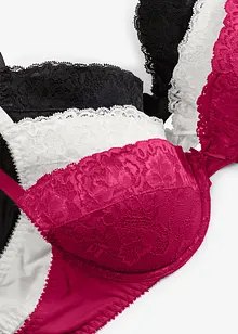 Push up-BH med fin spets (3-pack), bonprix