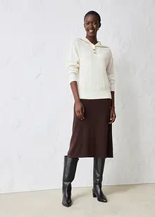 Tröja med krage och knappar i merinoull, bonprix