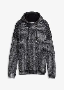 Tröja med luva och biker-look, bonprix