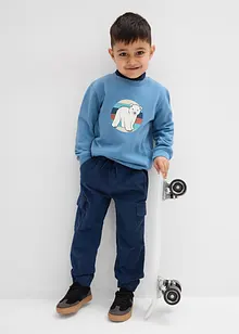 Värmande, jerseyfodrad cargobyxa i manchester, normal passform, bonprix