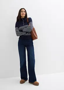 Tröja med krage och knappar, bonprix