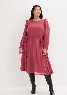 Chiffongklänning med volanger, bonprix