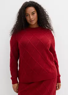 Oversized tröja med stickat flätmönster, bonprix