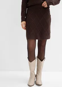 Stickad kjol med flätmönster, bonprix