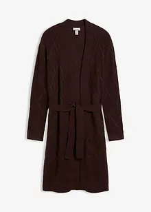 Stickad kofta med flätmönster, bonprix