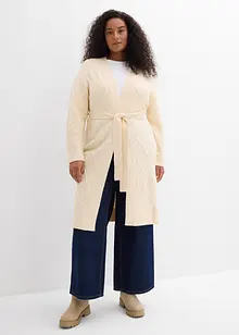 Stickad kofta med flätmönster, bonprix