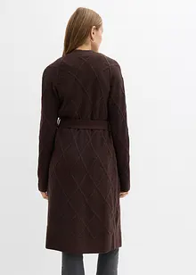 Stickad kofta med flätmönster, bonprix