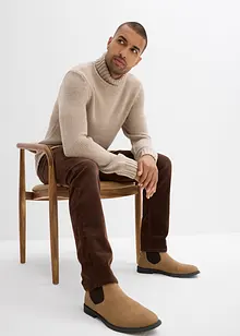 Stretchig manchesterbyxa med tvättad look, normal passform, raka ben, bonprix