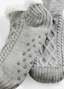 Mysstrumpor med flätmönster, teddyfoder och halkskyddad undersida, bonprix